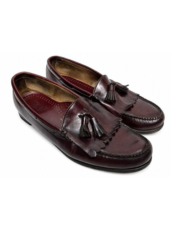 Bass & Co Weejuns 14 Classic BURGUNDY Layton Leather Kiltie Tassel Loafers Shoes